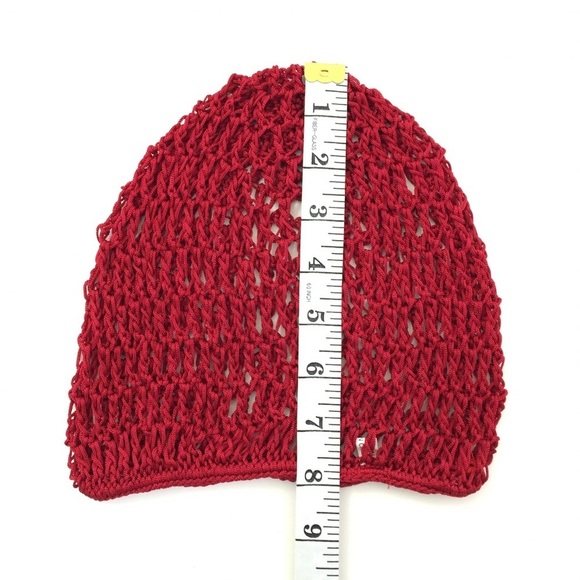 Unisex Red Crochet Knit Rayon Beanie NEW - Picture 4 of 4